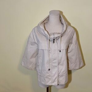 Millard Fillmore Anthropologie Cropped 3/4 Sleeve Cowl Neck Tan Cotton Coat SZ M
